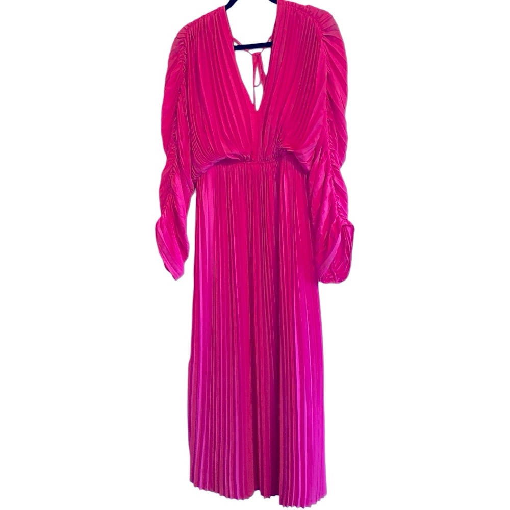 Flying Tomato pink pleated midi dress